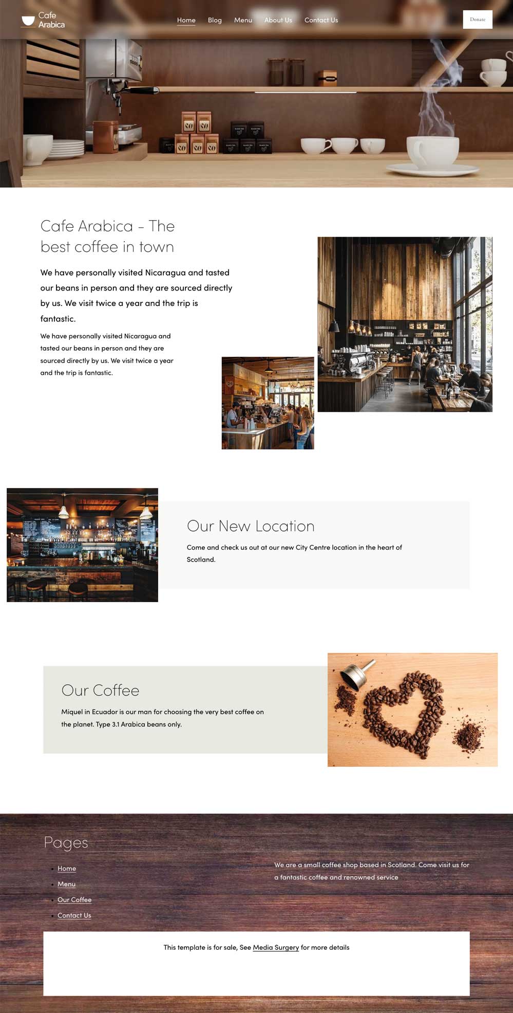 Squarespace Arabica screenshot