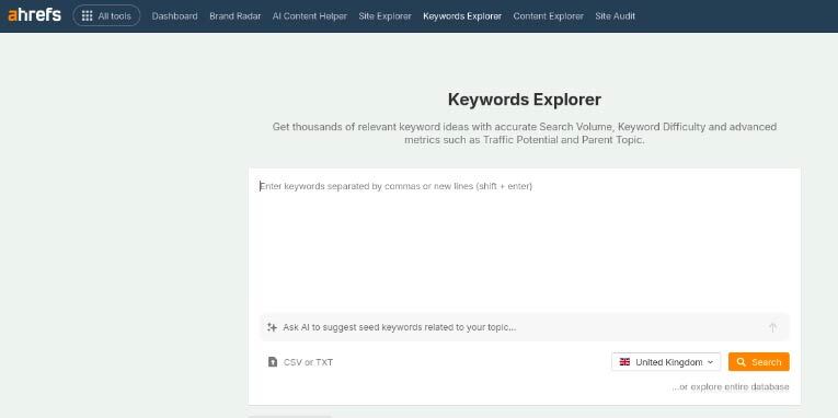 Ahrefs - keywords explorer